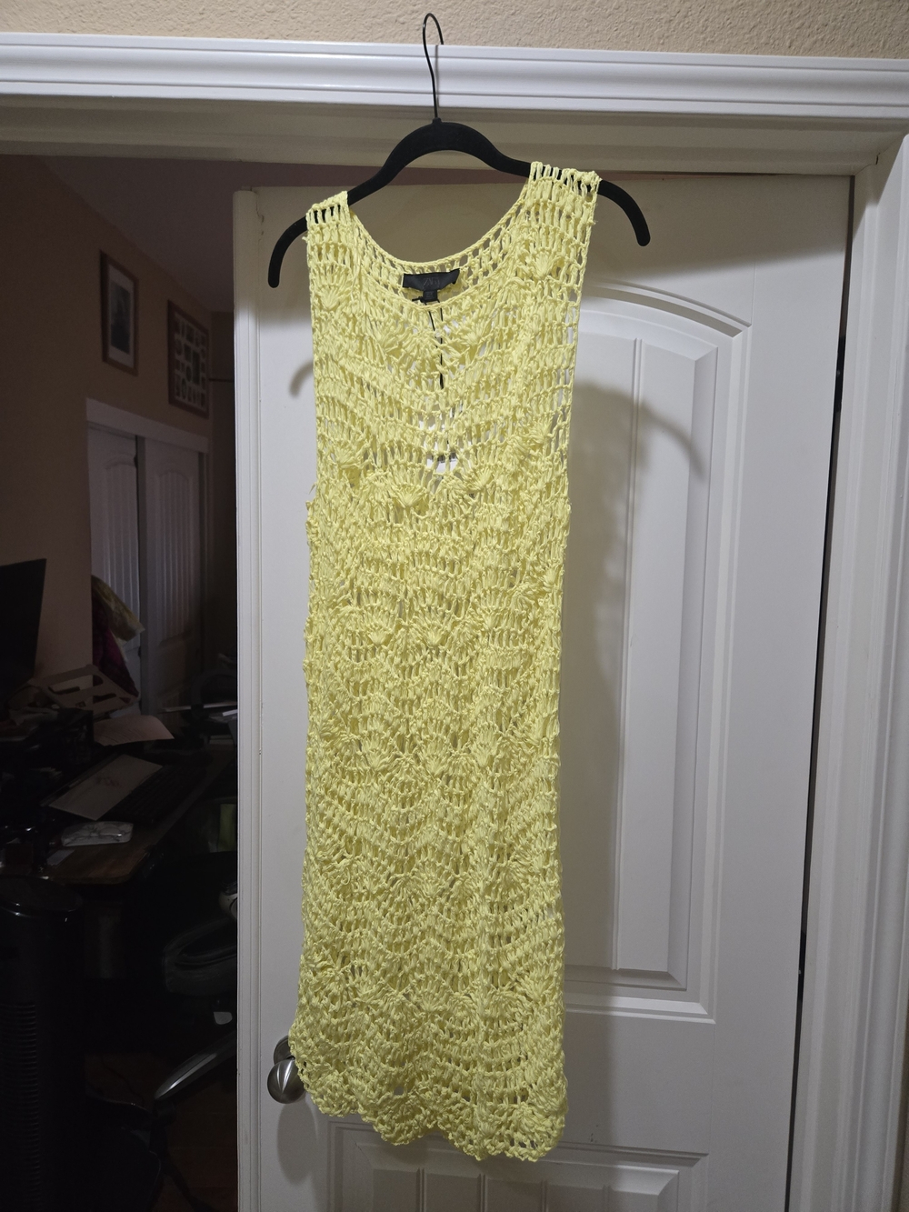 ZARA Black Label Yellow Crochet Sleeveless Dress NWT Size L